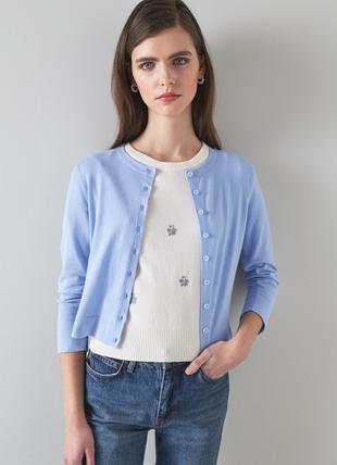 Michi Blue Organic Cotton Knitted Cardigan