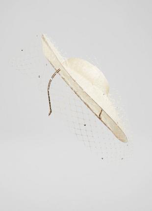 Annalise Cream Satin Wide Brim Fascinator