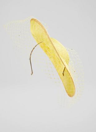 Annalise Lemon Mesh Wide Brim Fascinator